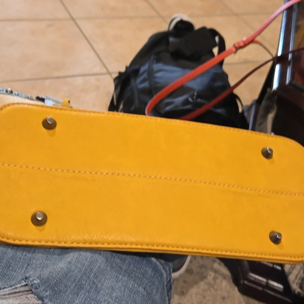 Yellow and Blue Studded Women's Bag, EUC
